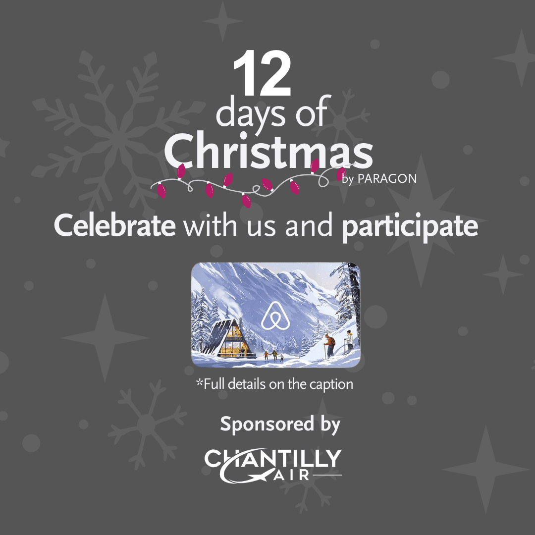 Available gift card on: December 11th, 2024. 
This holiday season, we’re excited to offer you a chance to WIN an AIRBNB eGift card! Want to boost your chances? Here’s how you can earn additional entries:
Follow CHANTILLY AIR and PARAGON AVIATION on Instagram.
Share this post on your timeline and stories using the hashtag #12DaysOfChristmas.
Tag 3 aviation friends in the comments.
The winner will be announced in the comments on December 13rd, 2024.