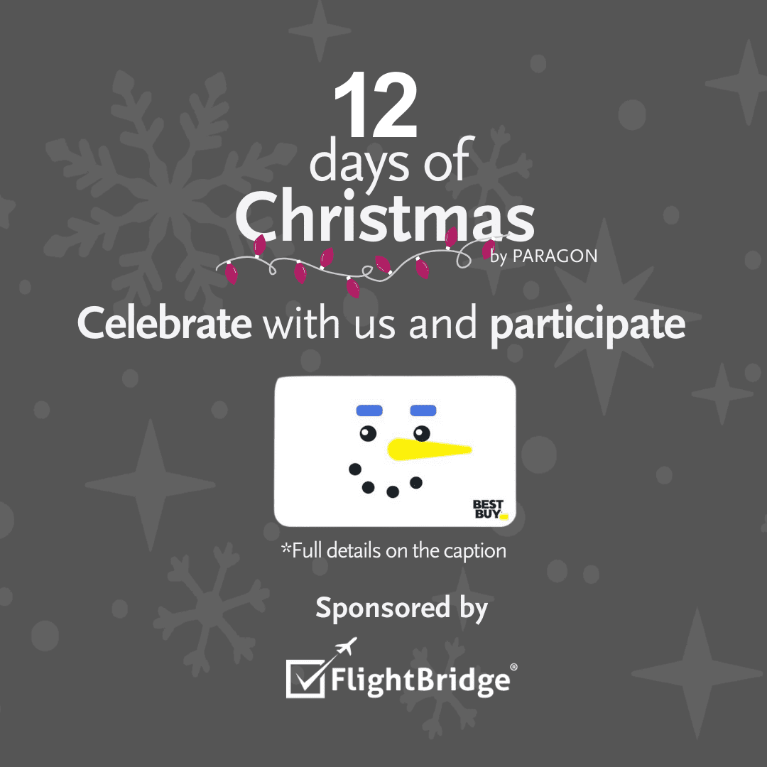 Available gift card on: December 13rd, 2024. 
This holiday season, we’re excited to offer you a chance to WIN a BEST BUY eGift card! Want to boost your chances? Here’s how you can earn additional entries:
Follow FLIGHT BRIDGE and PARAGON AVIATION on Instagram.
Share this post on your timeline and stories using the hashtag #12DaysOfChristmas.
Tag 3 aviation friends in the comments.
The winner will be announced in the comments on December 15th, 2024.