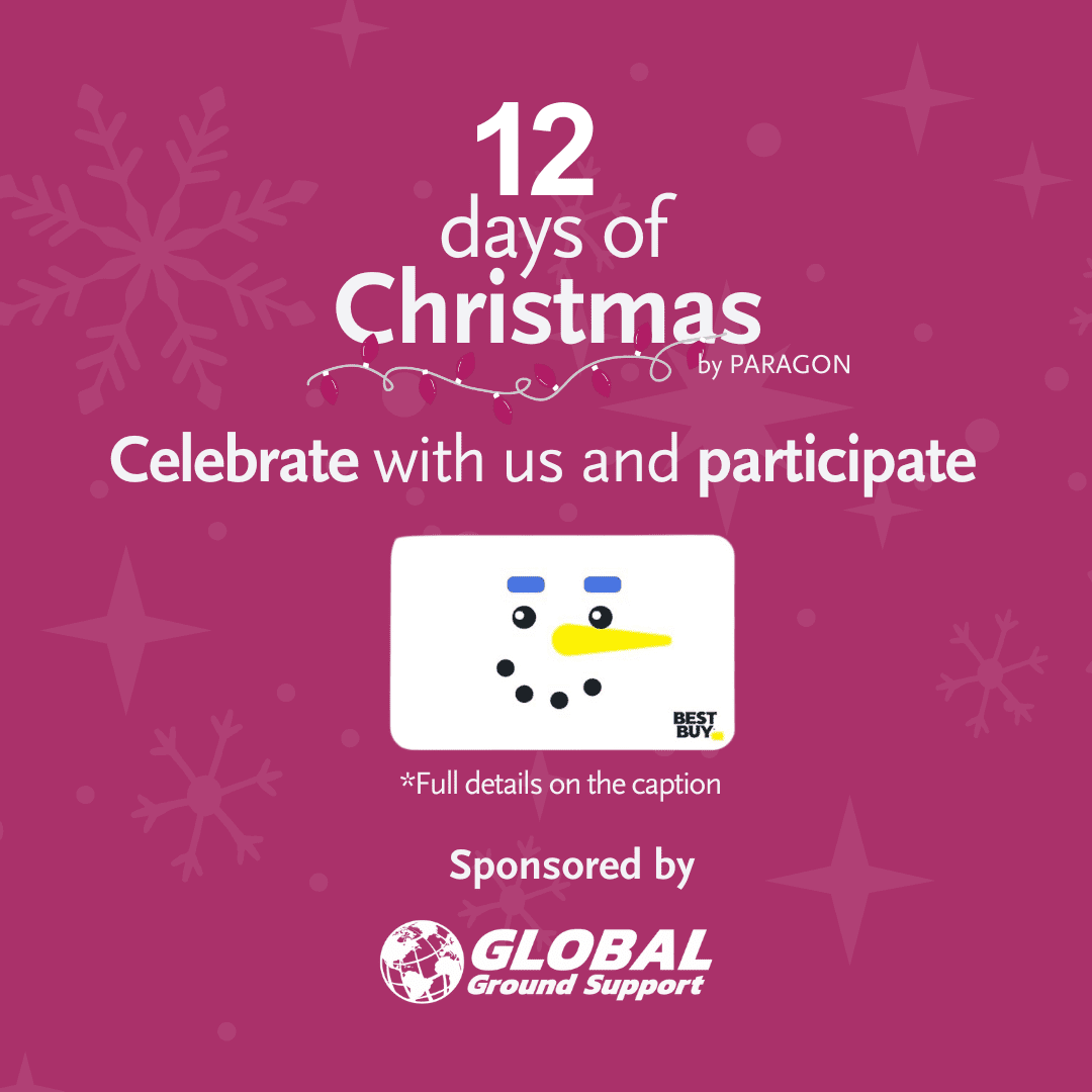 Available gift card on: December 10th, 2025. This holiday season, follow Global Ground Support and Paragon Aviation Group on LinkedIn, X, Facebook, or Instagram and comment your favorite aviation holiday memory for a chance to win a BEST BUY eGift card! The winner will be announced on December 12th.
